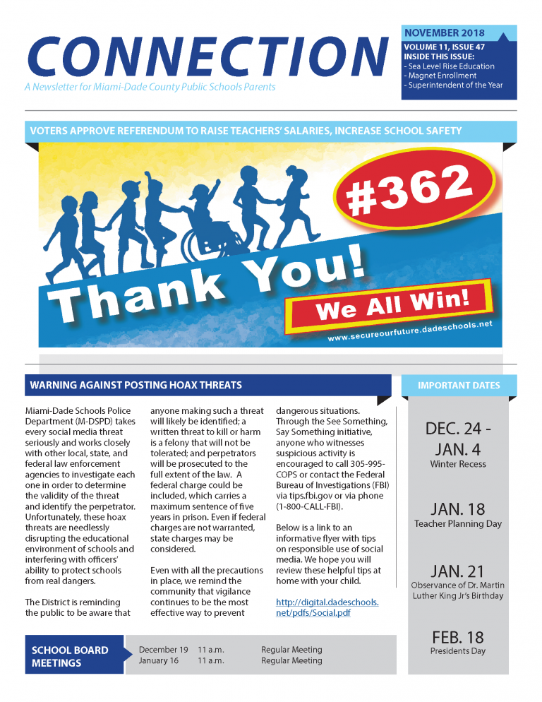 November 2018 Connection Parent Newsletter English